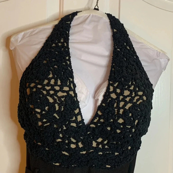 LIKE NEW BRUNELLO CUCINELLI Lace-Effect Halter Jumpsuit size L black - Picture 5 of 15